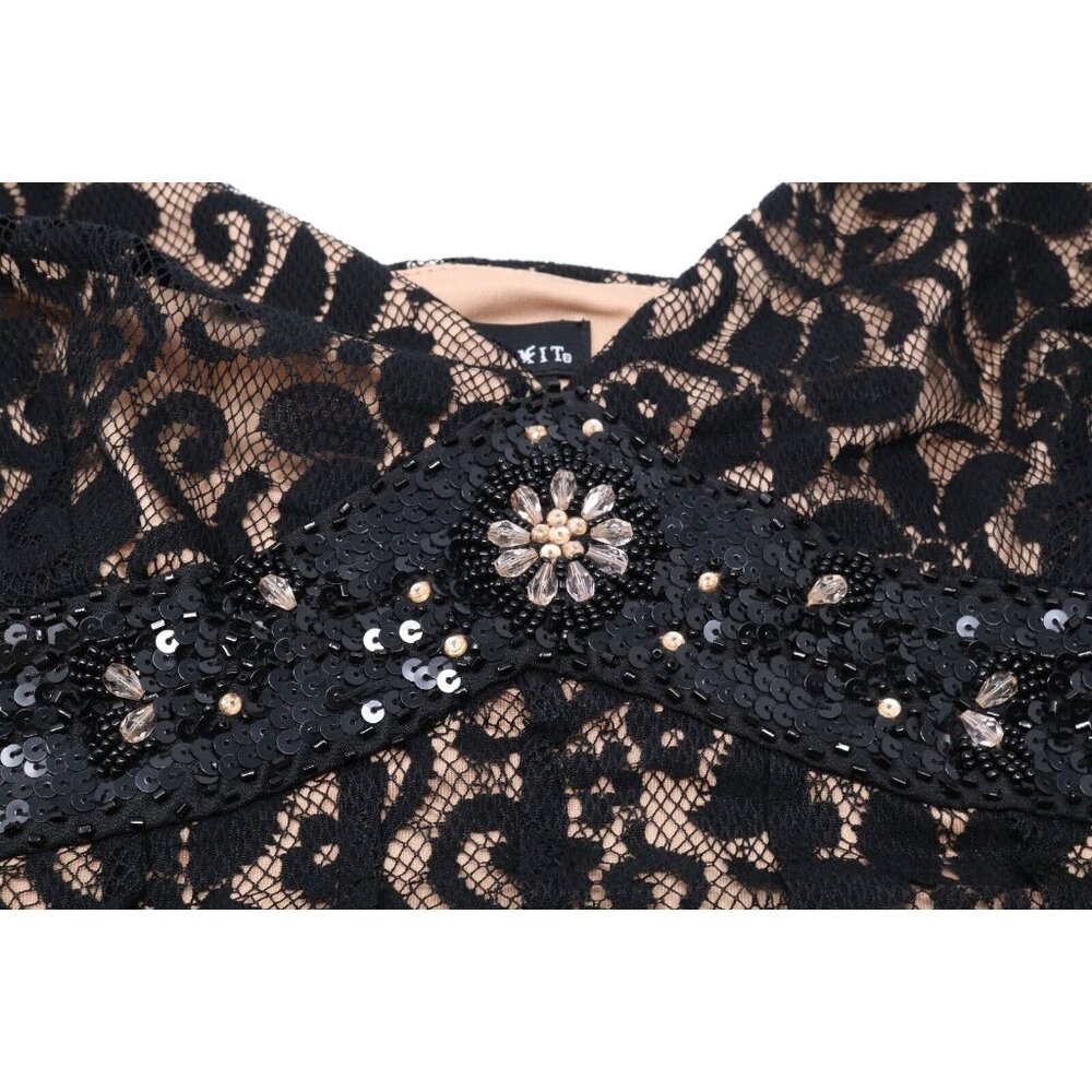MixIt Dress Women 14 Black Lace Overlay Cocktail Bead Sequin Halter VTG New Tags - Picture 5 of 11